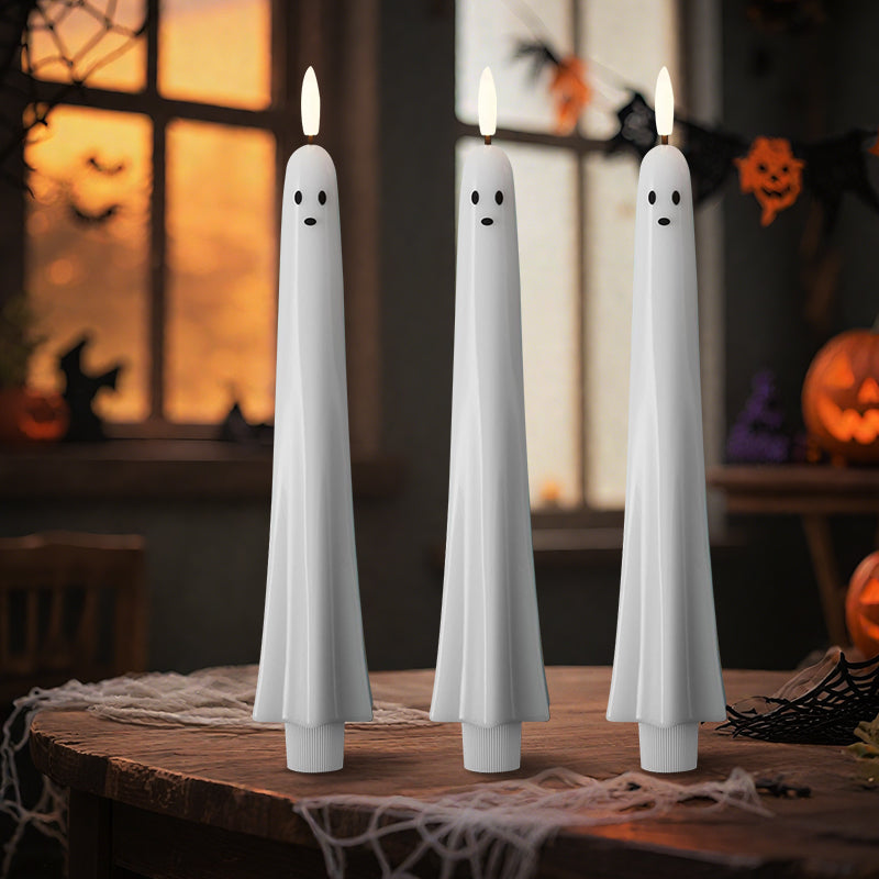 🎃👻 Remote-controlled ghost light with 3D flickering wick 👻🎃