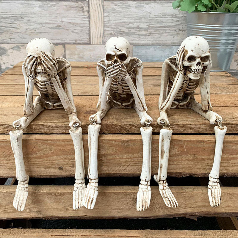 π Halloween Three Wise Skeletons Resin Figurines π