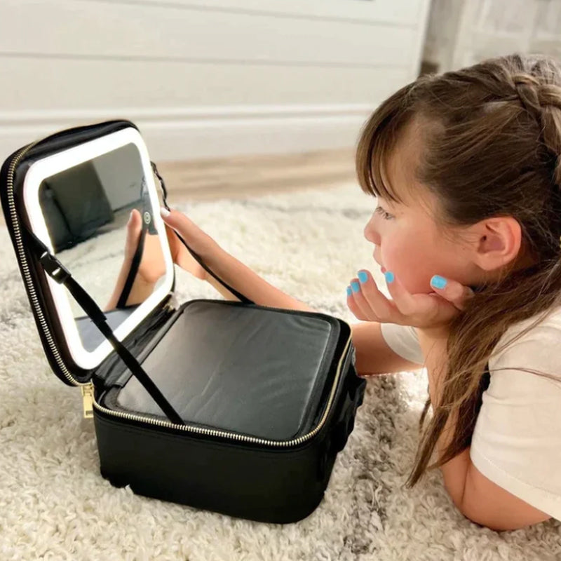 Large Capacity Cosmetic Bag with LED Lights - Essential for Home Traveling