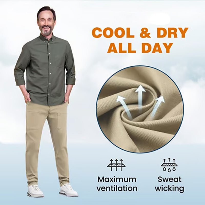 Durable cargo pants with high stretch content and several pockets