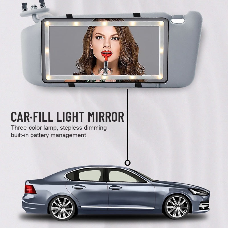 Car Sun Visor Illuminated Makeup Mirror(Large capacity battery for long time illumination)