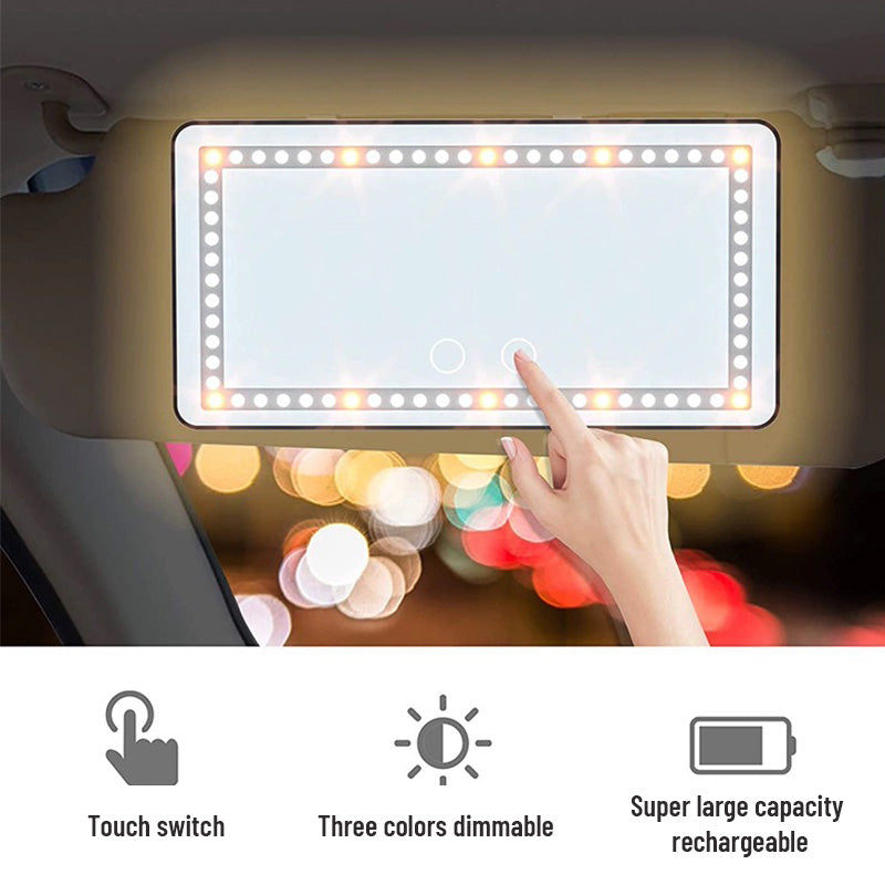 Car Sun Visor Illuminated Makeup Mirror(Large capacity battery for long time illumination)