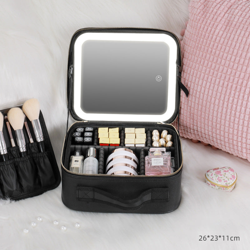 Large Capacity Cosmetic Bag with LED Lights - Essential for Home Traveling