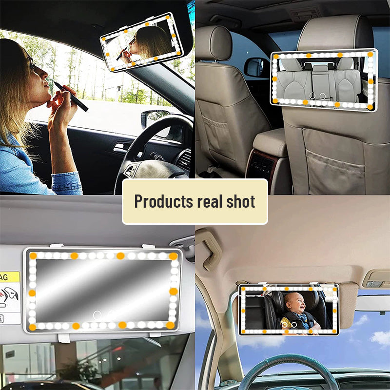 Car Sun Visor Illuminated Makeup Mirror(Large capacity battery for long time illumination)