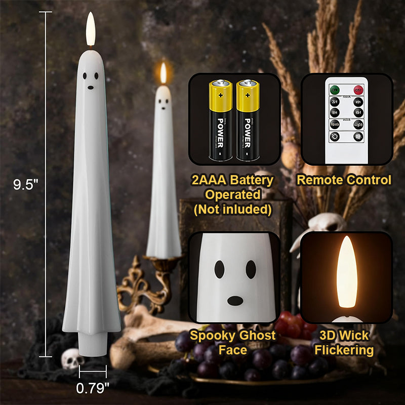 🎃👻 Remote-controlled ghost light with 3D flickering wick 👻🎃
