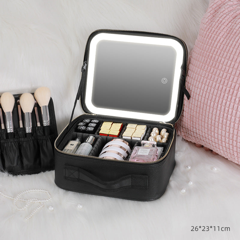 Large Capacity Cosmetic Bag with LED Lights - Essential for Home Traveling