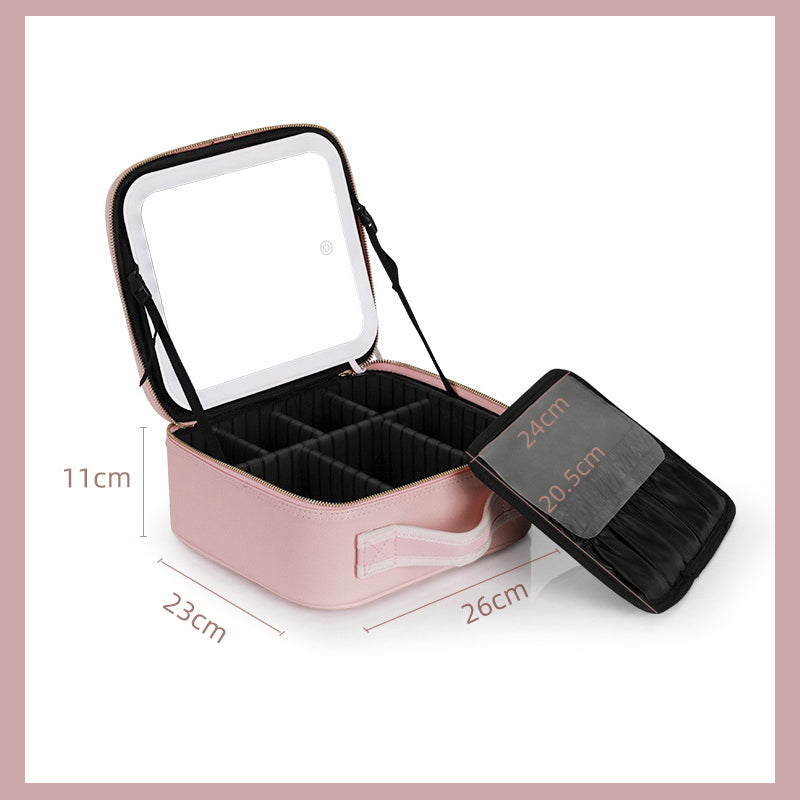 Large Capacity Cosmetic Bag with LED Lights - Essential for Home Traveling