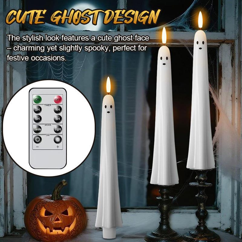 🎃👻 Remote-controlled ghost light with 3D flickering wick 👻🎃