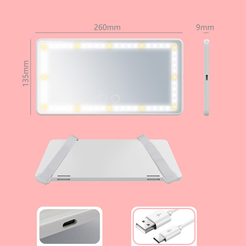 Car Sun Visor Illuminated Makeup Mirror(Large capacity battery for long time illumination)