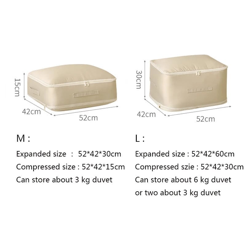 Large capacity compressive duvet storage bag
