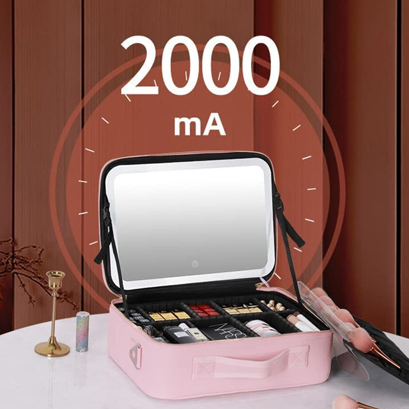 Large Capacity Cosmetic Bag with LED Lights - Essential for Home Traveling
