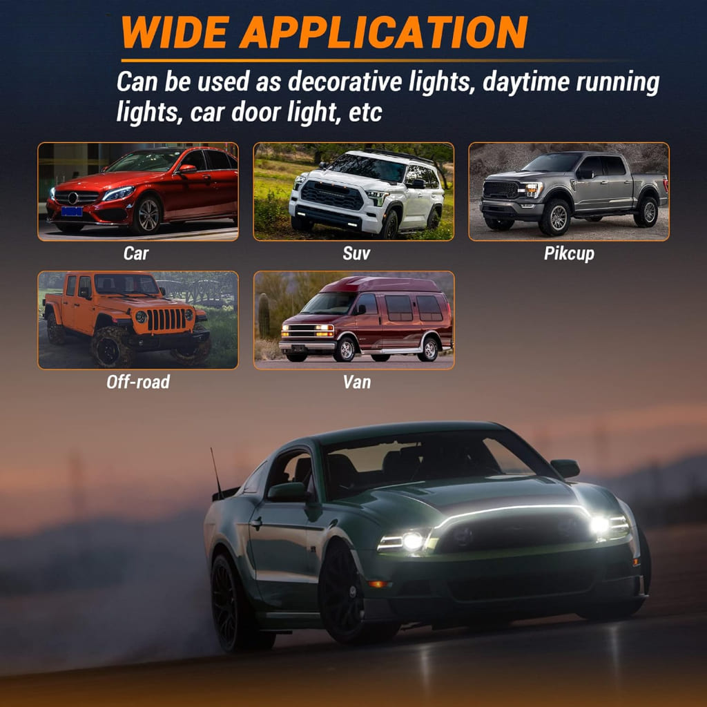 Light strip for car bonnet