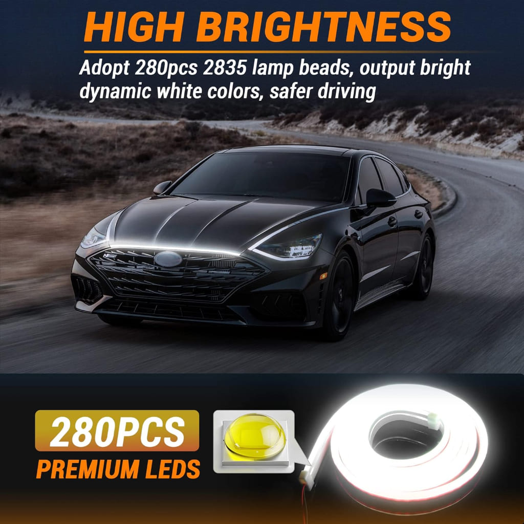 Light strip for car bonnet
