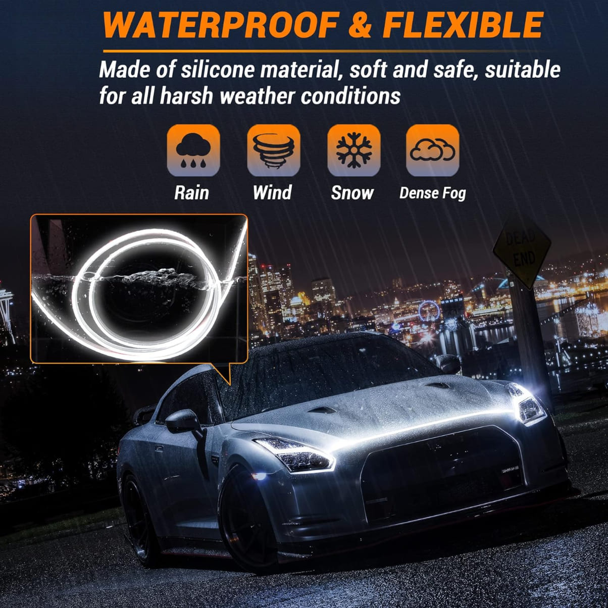 Light strip for car bonnet