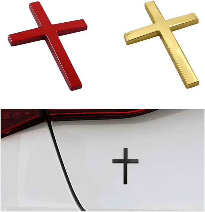 Buy one, get one free! ✝️ Metal sticker with Jesus Christ on the cross