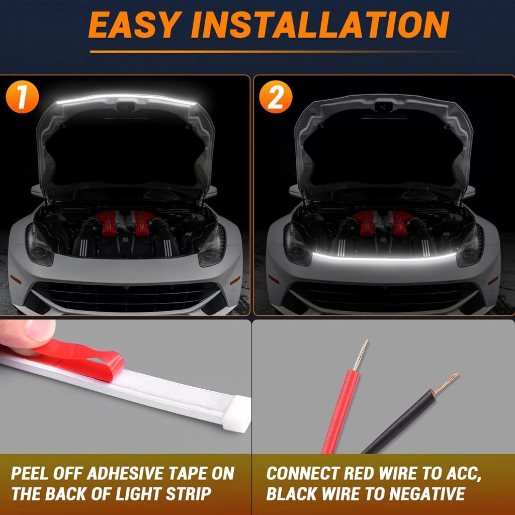 Light strip for car bonnet