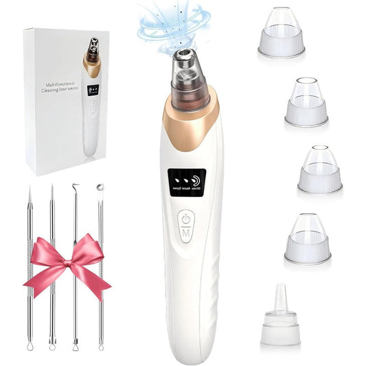 Rechargeable pore vacuum cleaner - 6-in-1 blackhead remover with intelligent display and suction device