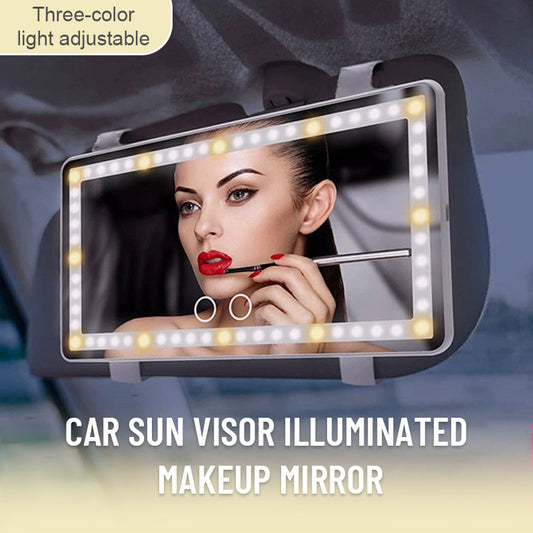 Car Sun Visor Illuminated Makeup Mirror(Large capacity battery for long time illumination）