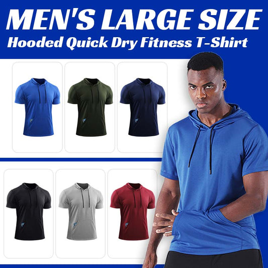 Men's Large Size Hooded Quick Dry Fitness T-Shirt🏋️‍♂️