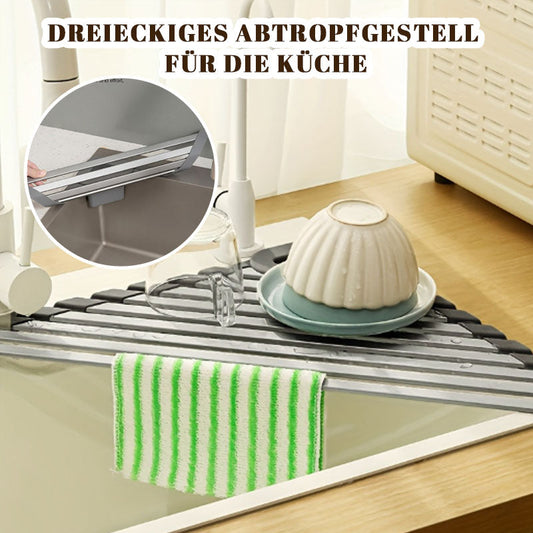 Triangular draining rack for the kitchen
