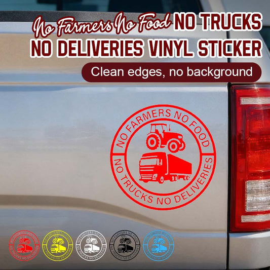 🔥No Farmers, No Food, No Trucks, No Deliveries, Vinyl Sticker - 140mm Decal