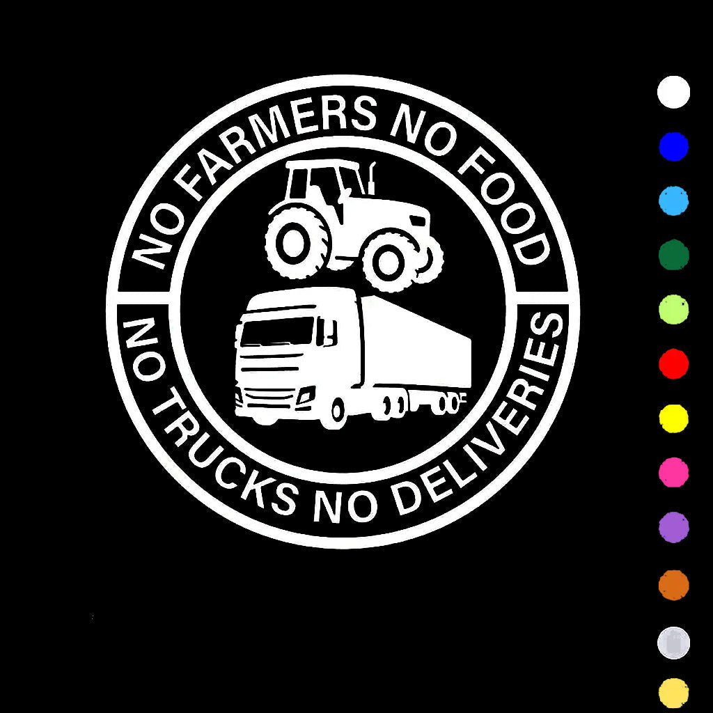🔥No Farmers, No Food, No Trucks, No Deliveries, Vinyl Sticker - 140mm Decal