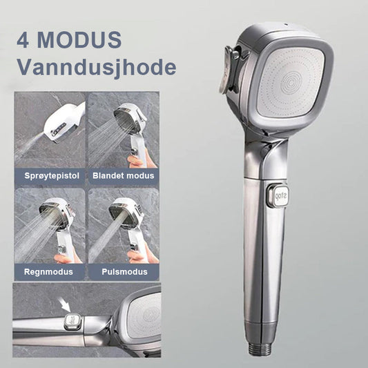 4-mode Handheld Pressurized Shower Head with Pause Switch