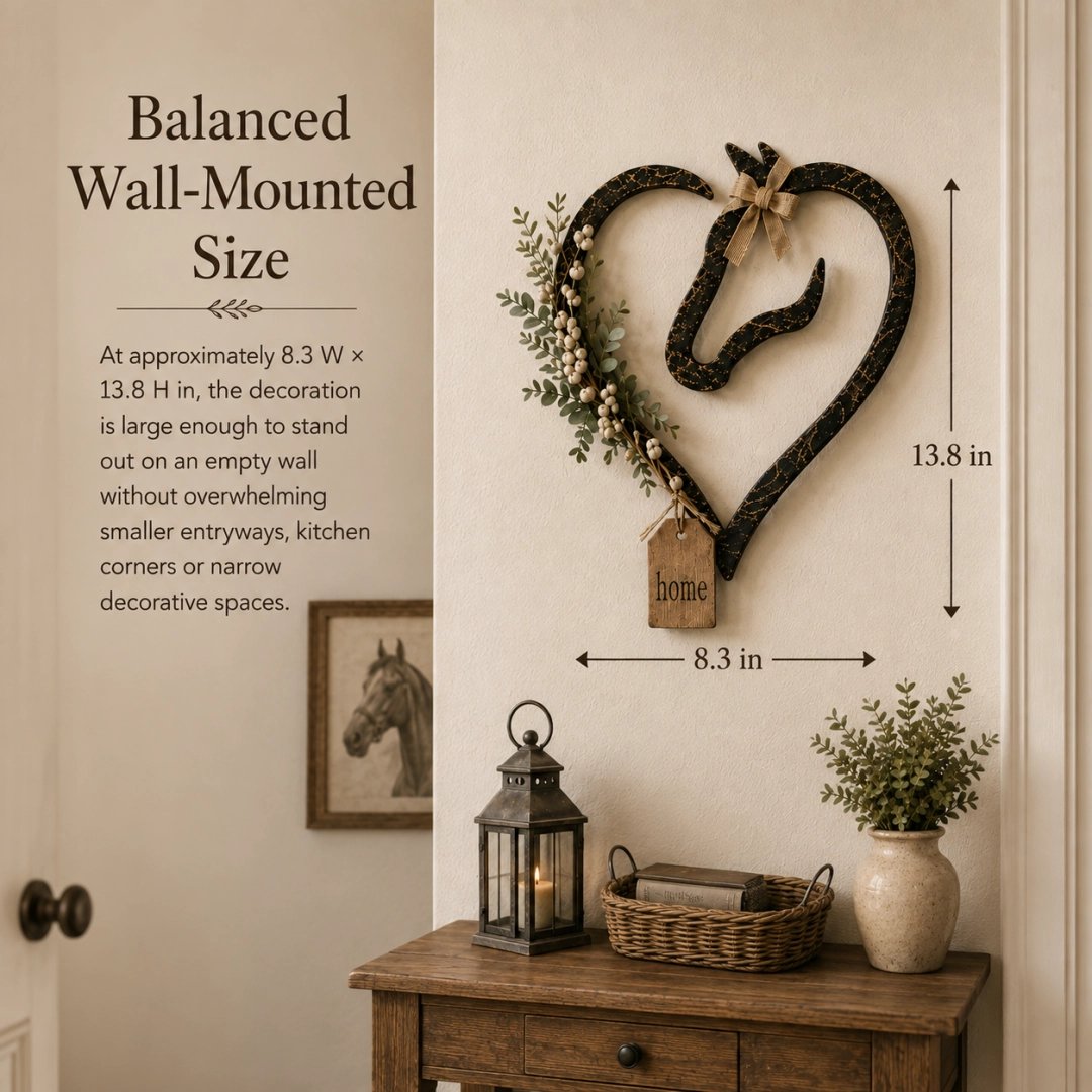 Rustic Horse Heart Wall Decor with Greenery – Farmhouse Equestrian Home Accent