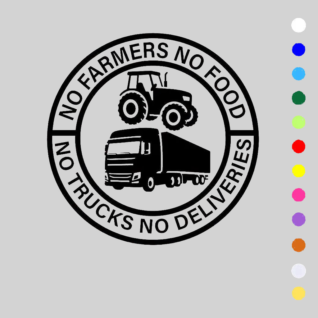 🔥No Farmers, No Food, No Trucks, No Deliveries, Vinyl Sticker - 140mm Decal