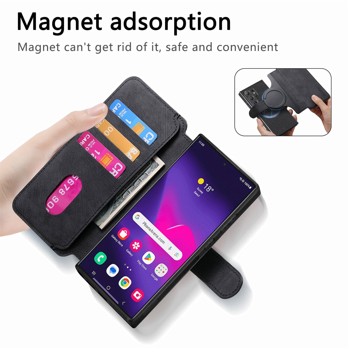 Magnetic, detachable 2-in-1 cell phone case