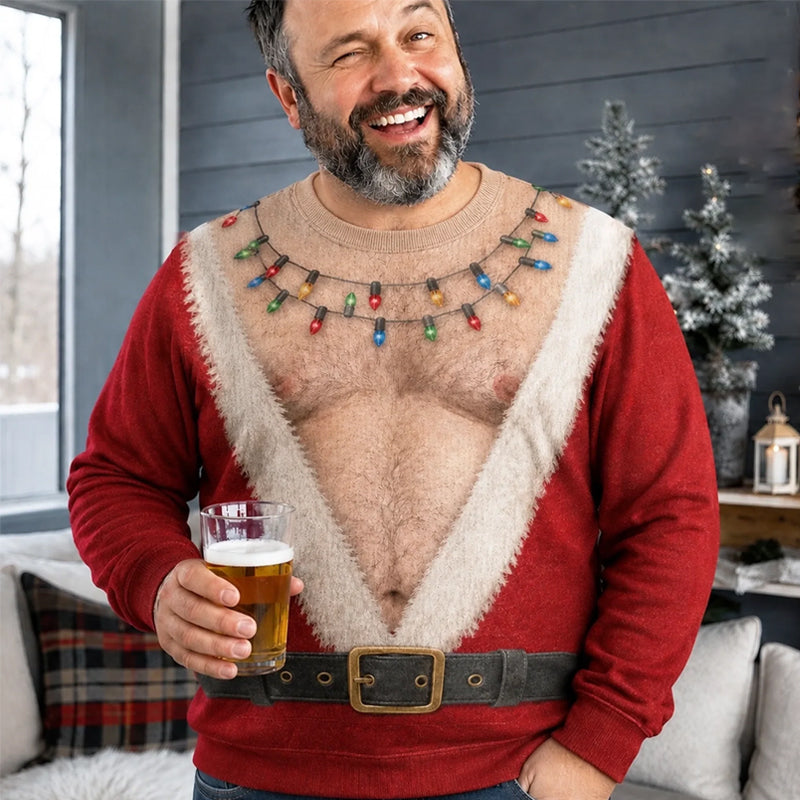 🎅 Funny Santa Christmas Long Sleeve Shirt | Novelty Holiday Party Top