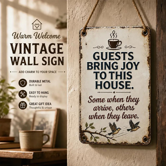 ✨🏡Cozy Welcome Metal Sign for Porch & Garden - Weatherproof Vintage Wall Decor for Front Door, Outdoor Gate & Yard Fence