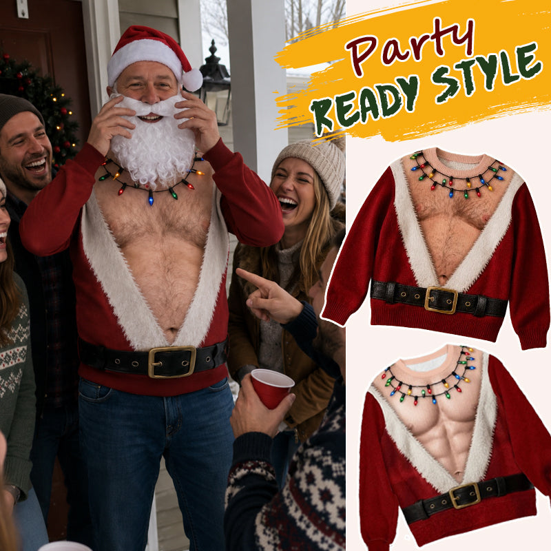 🎅 Funny Santa Christmas Long Sleeve Shirt | Novelty Holiday Party Top