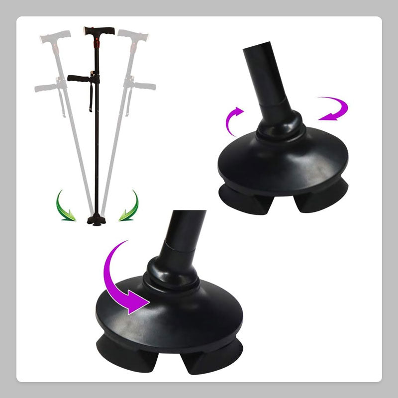 Alarm LED Double Handle Elderly Cane