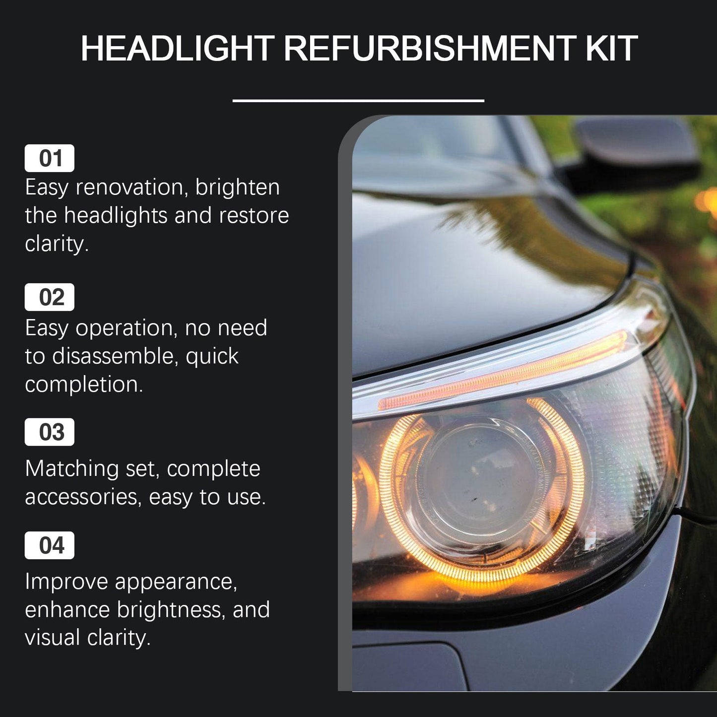 🛠️ Headlight Restoration Kit – Restore Clarity, Drive Safer!