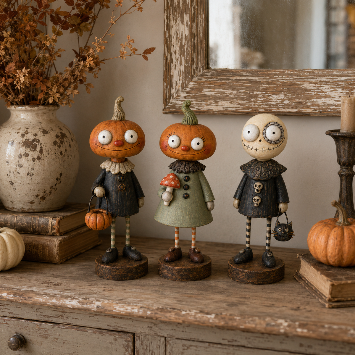 🎃Primitive Pumpkin Friends – Vintage Halloween Figurines Collection