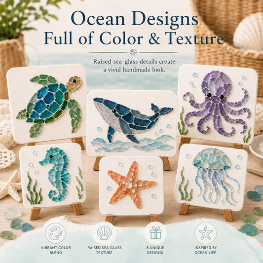🌊✨ Ocean-Themed Art DIY Kit – Create Stunning Mosaic Masterpiece