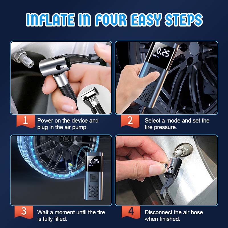 🌟 Wireless Portable Car Air Pump · Smart Fast-Inflation Edition 🌟