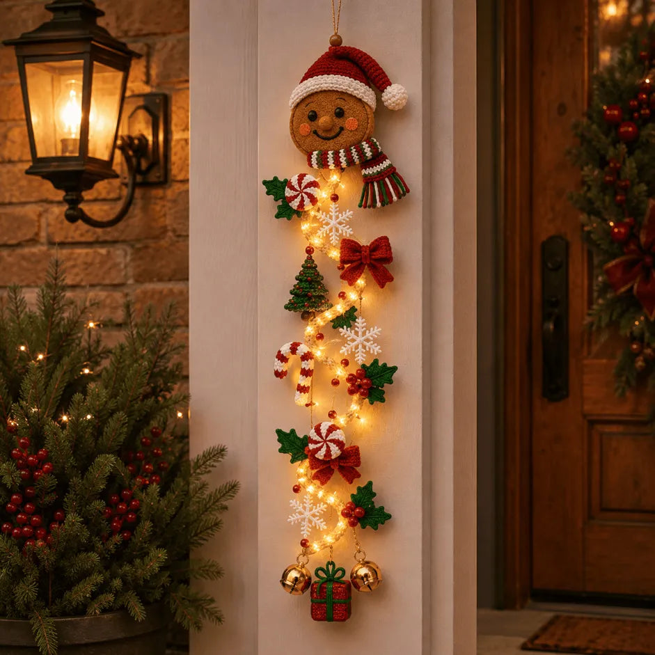 ⏳ Last Day 49% OFF – 🎄MerryCascade™ Glowing Christmas Door Hanger | 6 Festive Light Designs✨