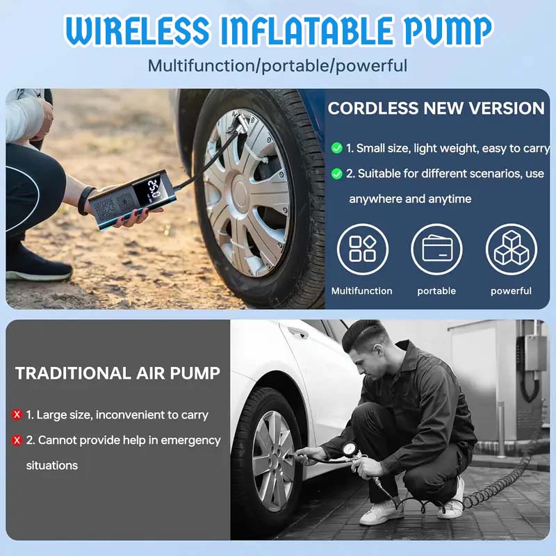 🌟 Wireless Portable Car Air Pump · Smart Fast-Inflation Edition 🌟