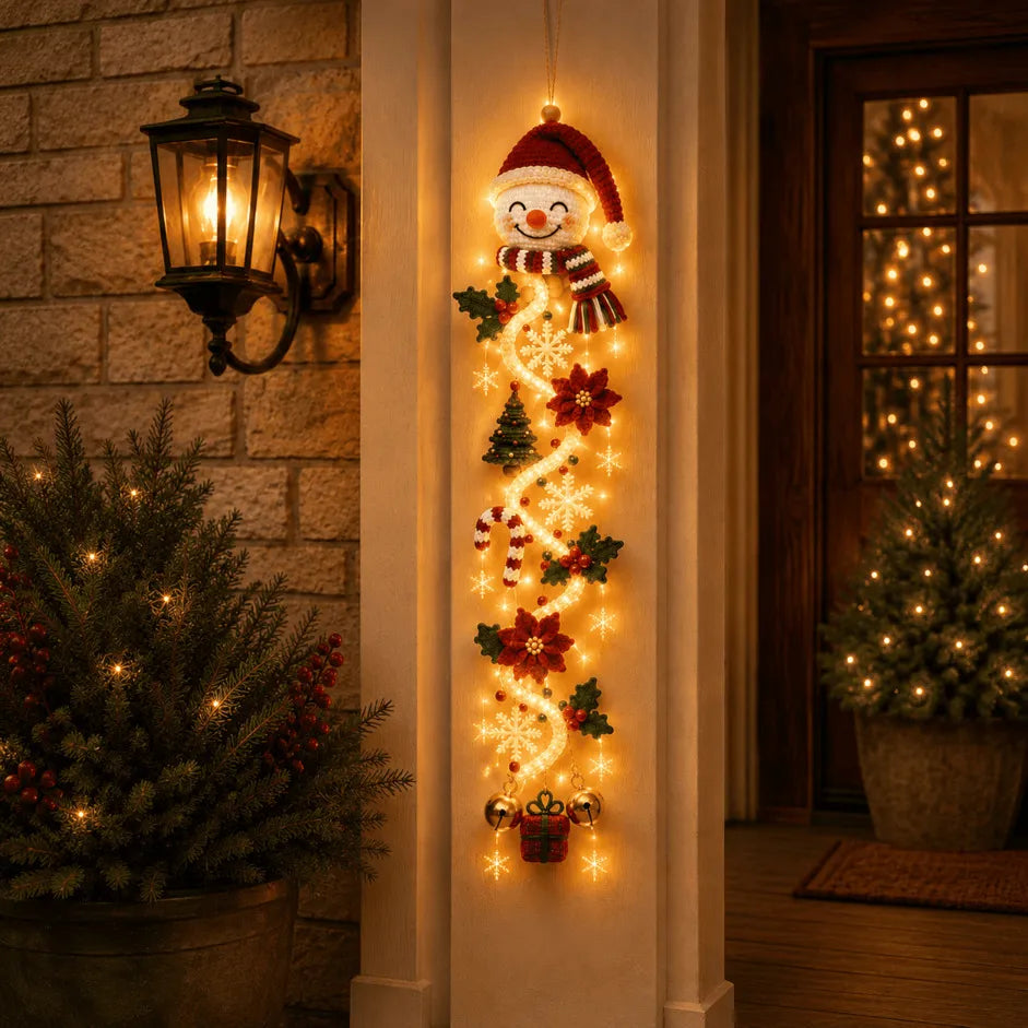 ⏳ Last Day 49% OFF – 🎄MerryCascade™ Glowing Christmas Door Hanger | 6 Festive Light Designs✨