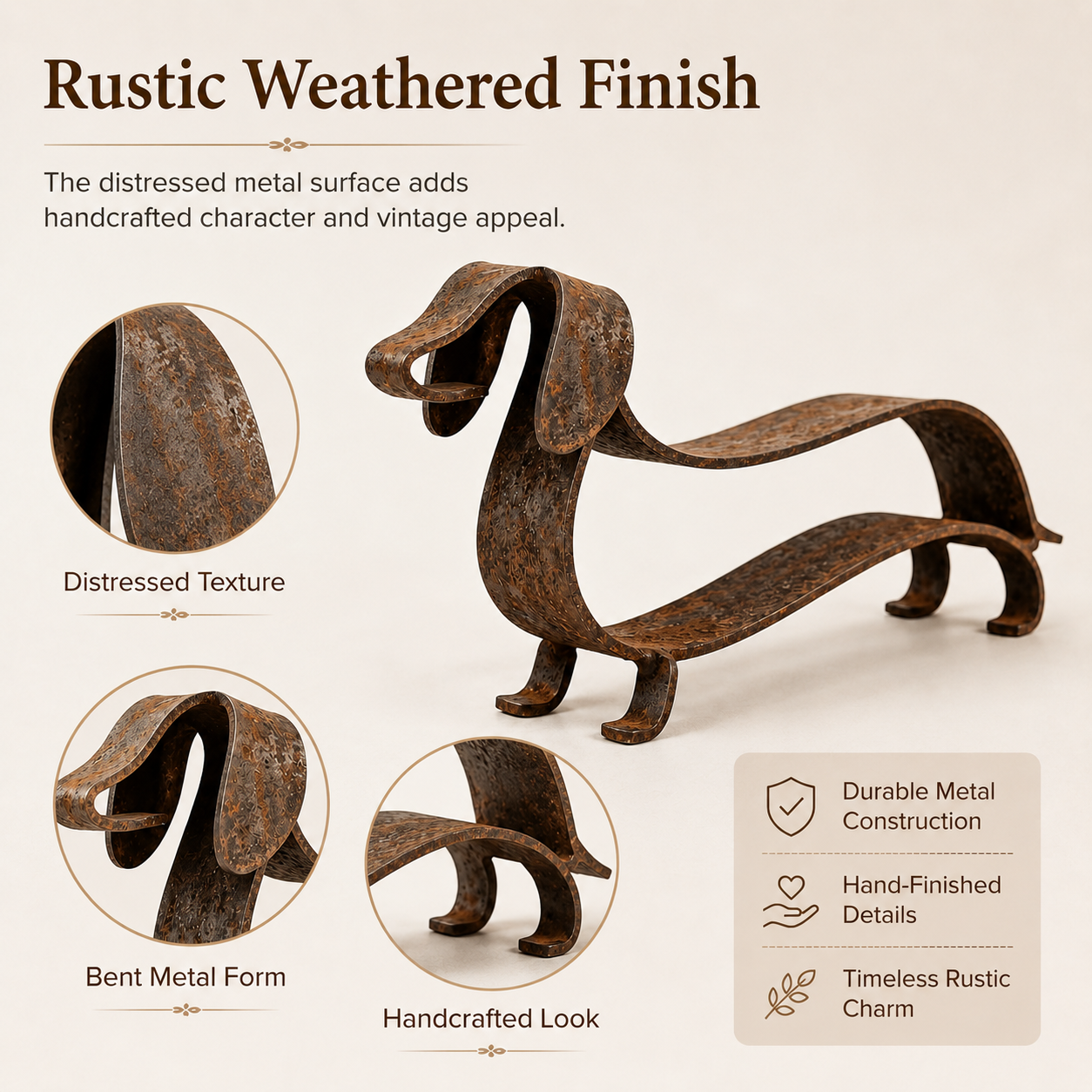 🐶🎨 Rustic Charm, Dachshund Style — Metal Sculpture for Home & Garden