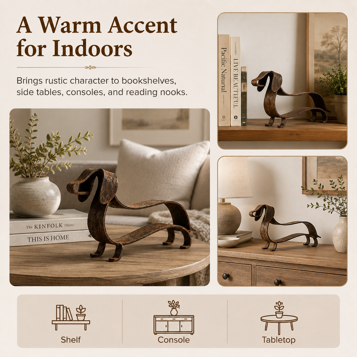 🐶🎨 Rustic Charm, Dachshund Style — Metal Sculpture for Home & Garden