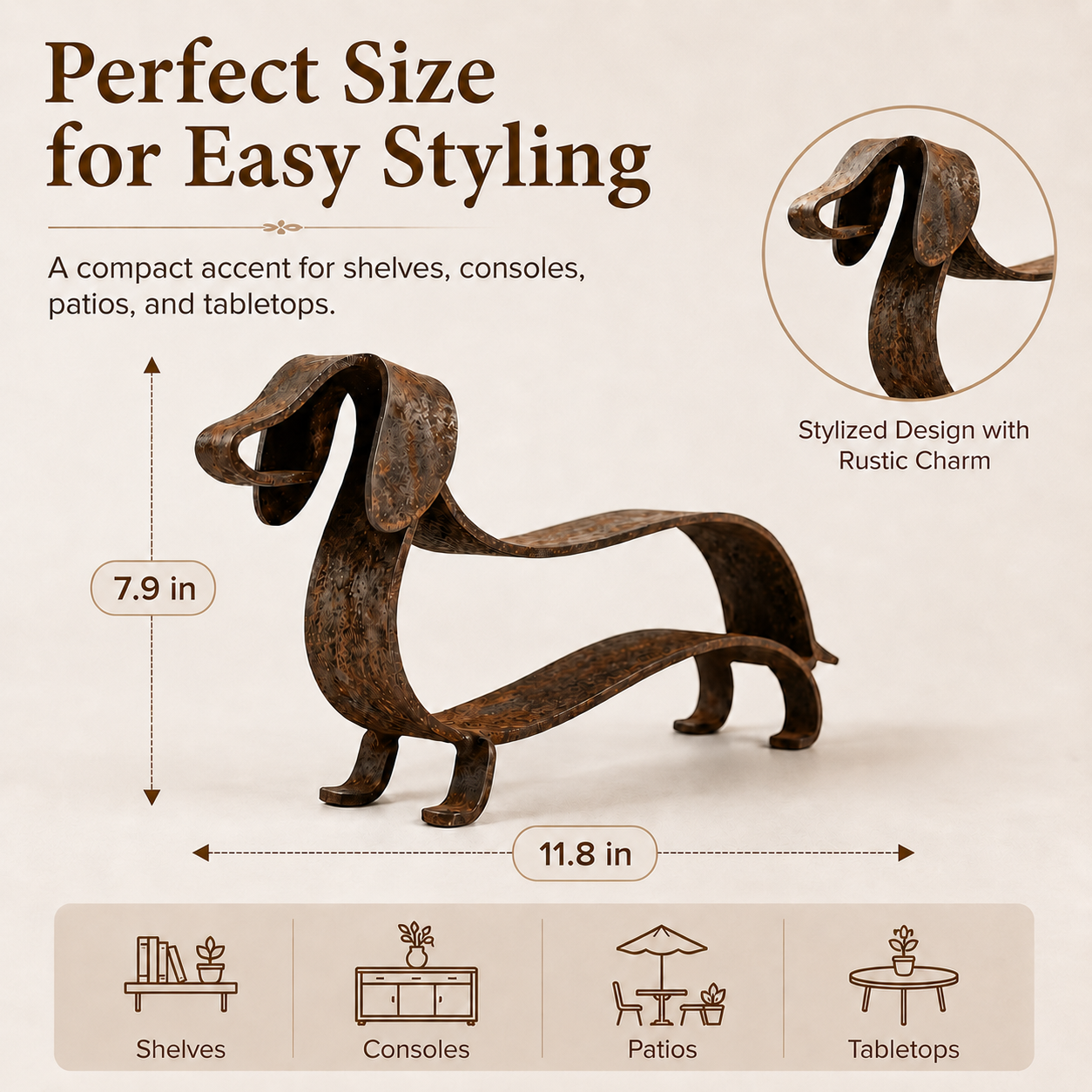 🐶🎨 Rustic Charm, Dachshund Style — Metal Sculpture for Home & Garden