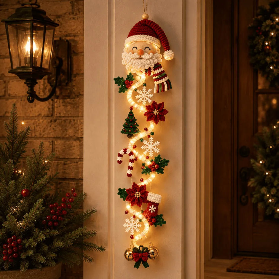 ⏳ Last Day 49% OFF – 🎄MerryCascade™ Glowing Christmas Door Hanger | 6 Festive Light Designs✨