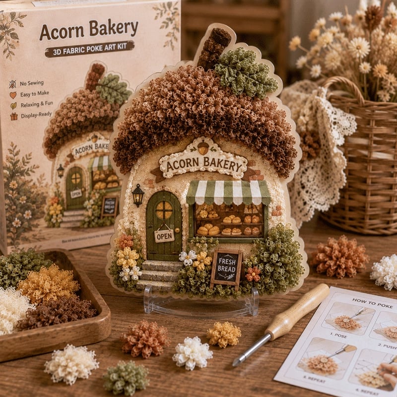 🔥 Last day: 49% off – ✨ “Whimsical Village” 3D Fabric Art Kit (Poke Art Technique)