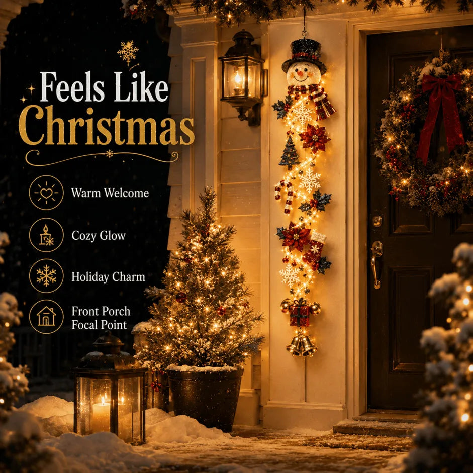 ⏳ Last Day 49% OFF – 🎄MerryCascade™ Glowing Christmas Door Hanger | 6 Festive Light Designs✨