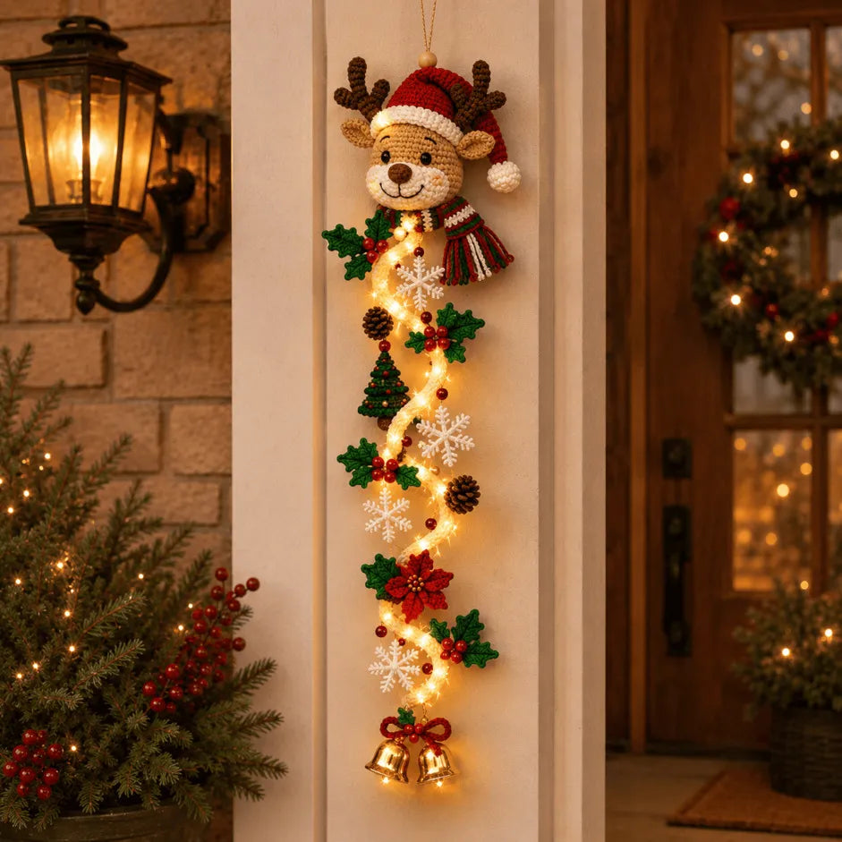 ⏳ Last Day 49% OFF – 🎄MerryCascade™ Glowing Christmas Door Hanger | 6 Festive Light Designs✨
