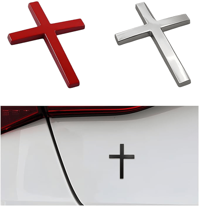 Buy one, get one free! ✝️ Metal sticker with Jesus Christ on the cross