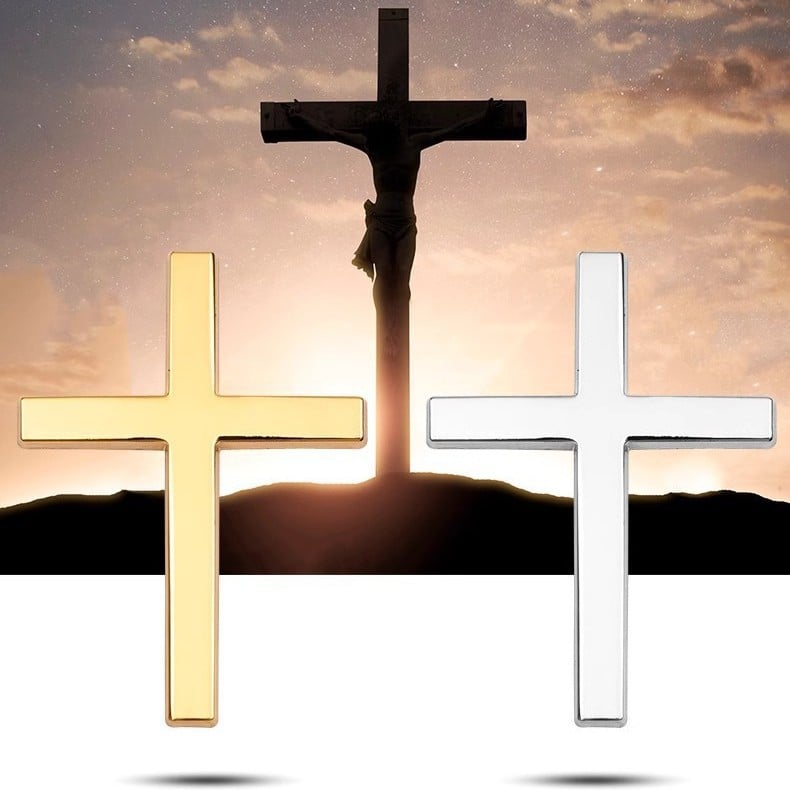 Buy one, get one free! ✝️ Metal sticker with Jesus Christ on the cross